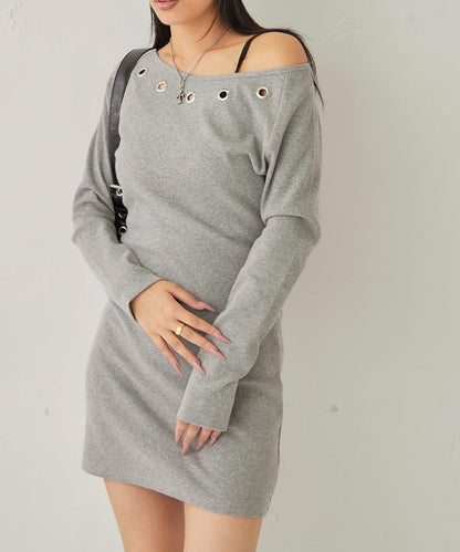 鏤空羅紋針織連衣裙