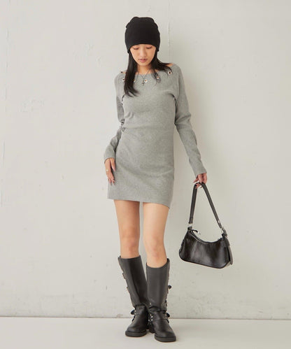 鏤空羅紋針織連衣裙