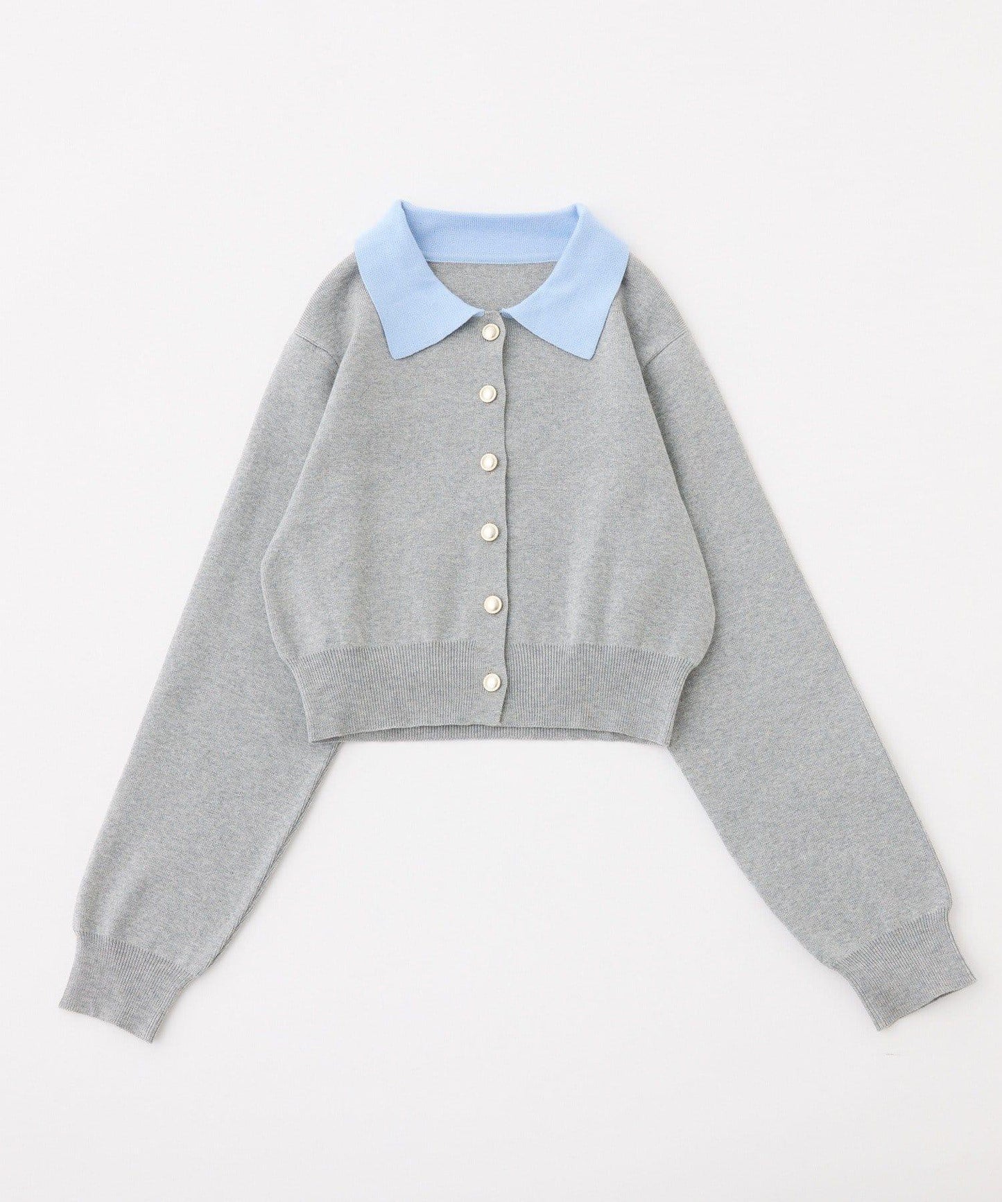 拼色翻領 針織上衣