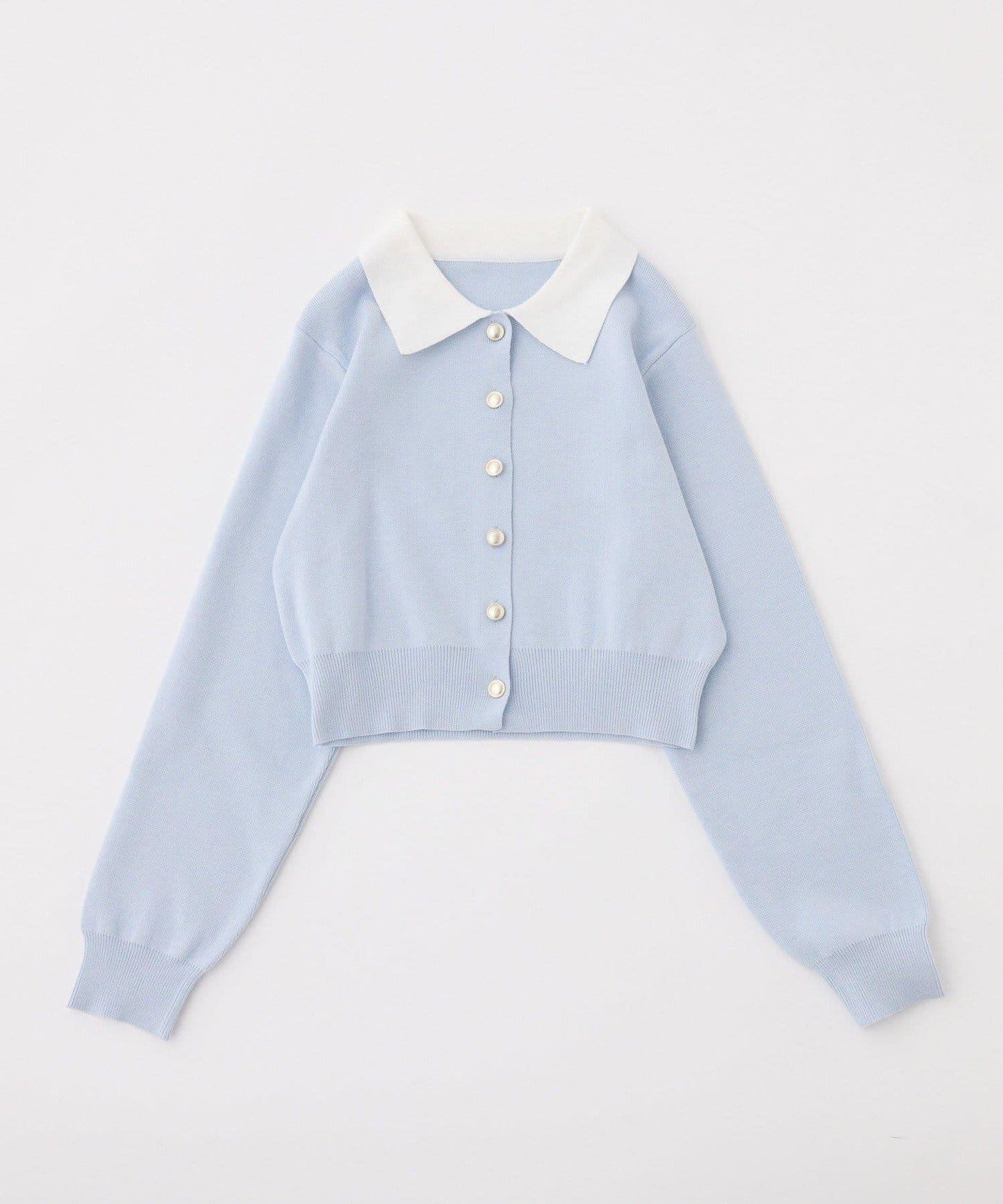 拼色翻領 針織上衣