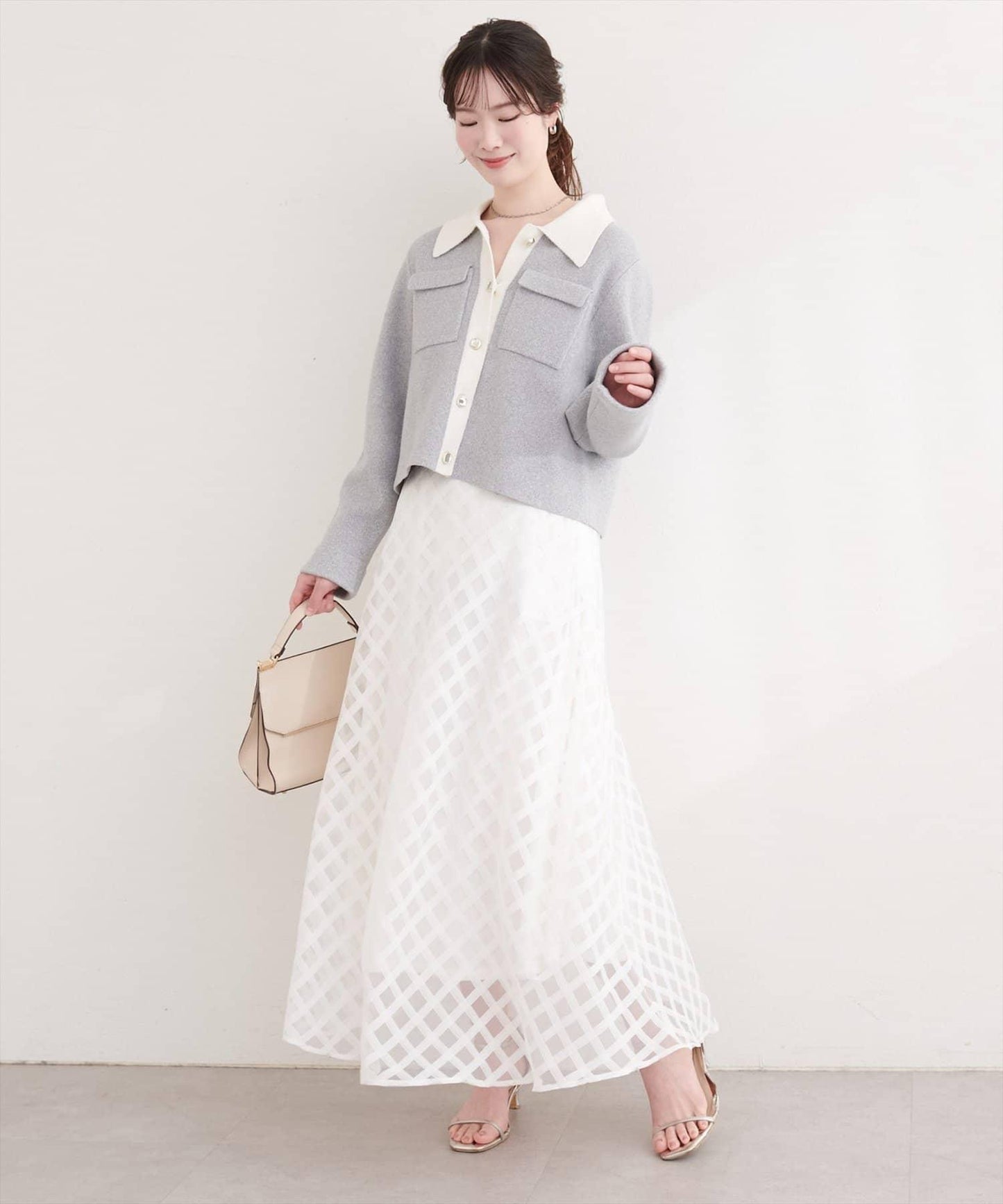 配色領設計 針織開衫