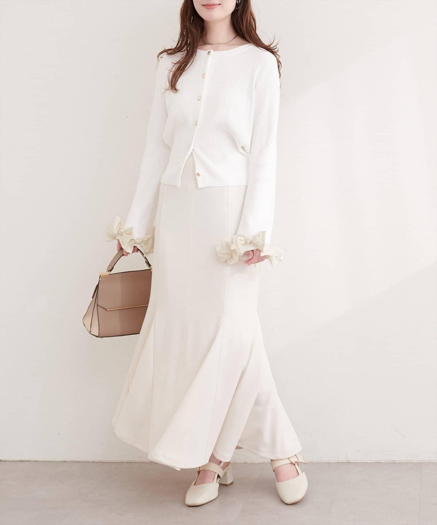 袖口蝴蝶結羅紋針織開衫