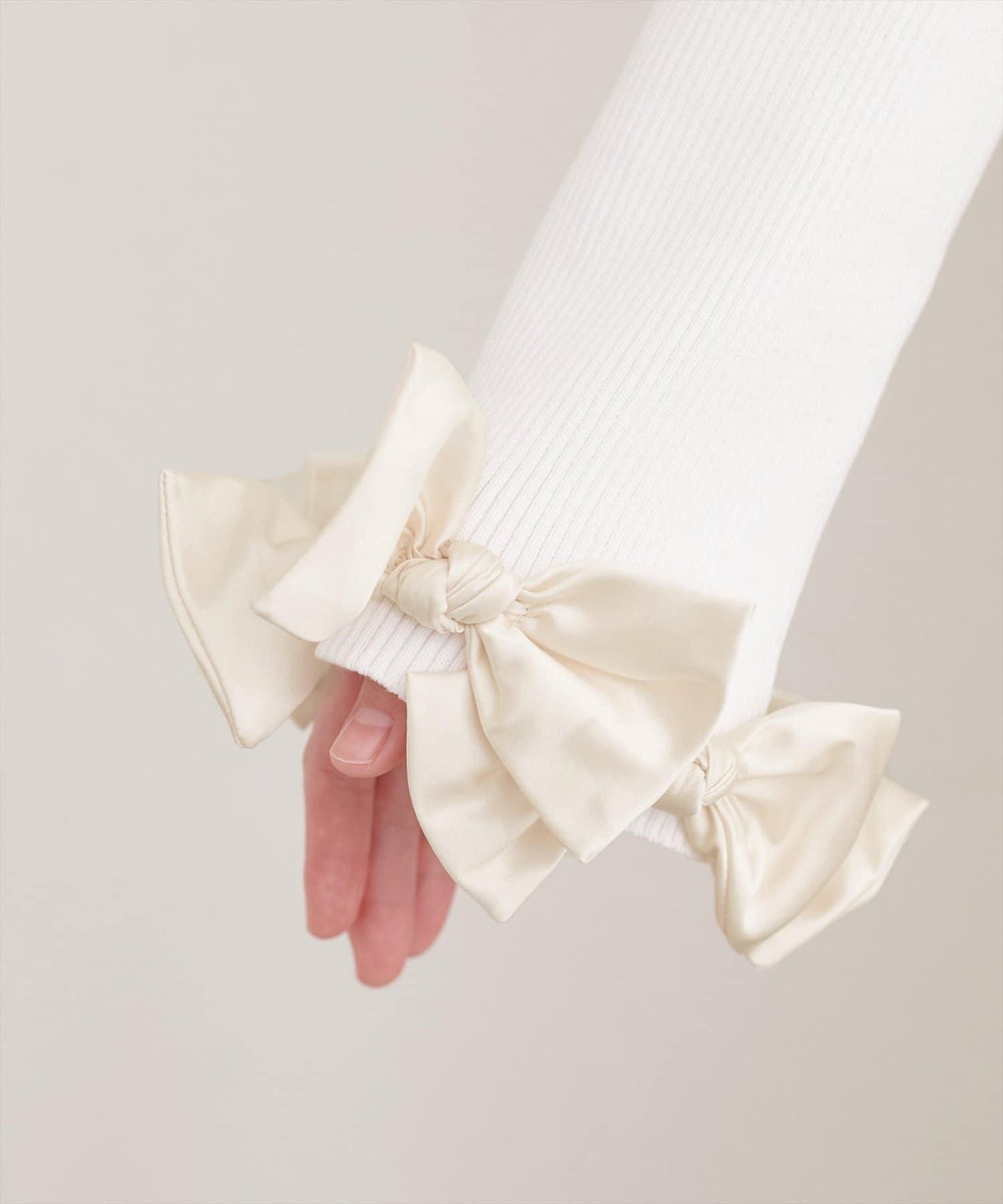 袖口蝴蝶結羅紋針織開衫