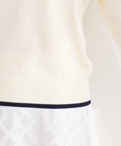 拼色條形扣設計 針織上衣