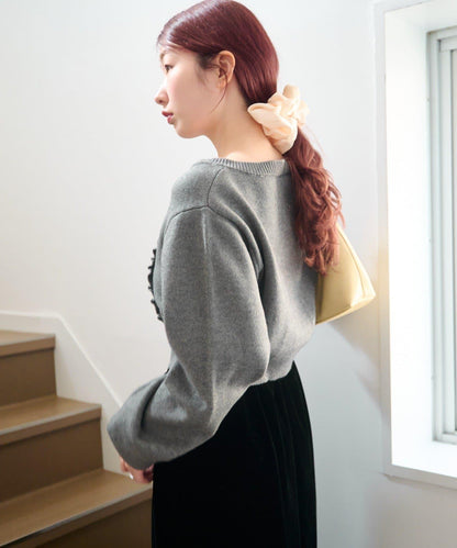 荷葉邊短款針織開衫