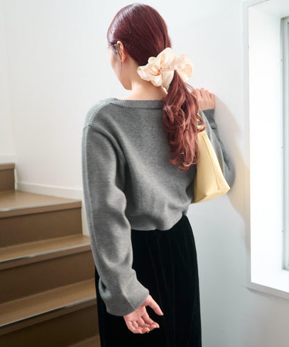 荷葉邊短款針織開衫