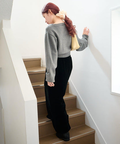 荷葉邊短款針織開衫