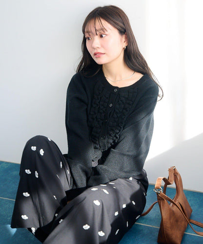 荷葉邊短款針織開衫