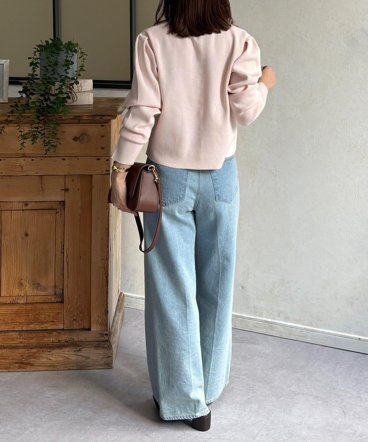 透明紐扣 肩部褶皺 針織開衫