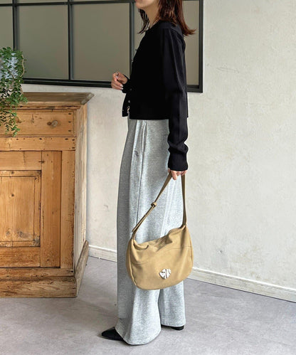 透明紐扣 肩部褶皺 針織開衫