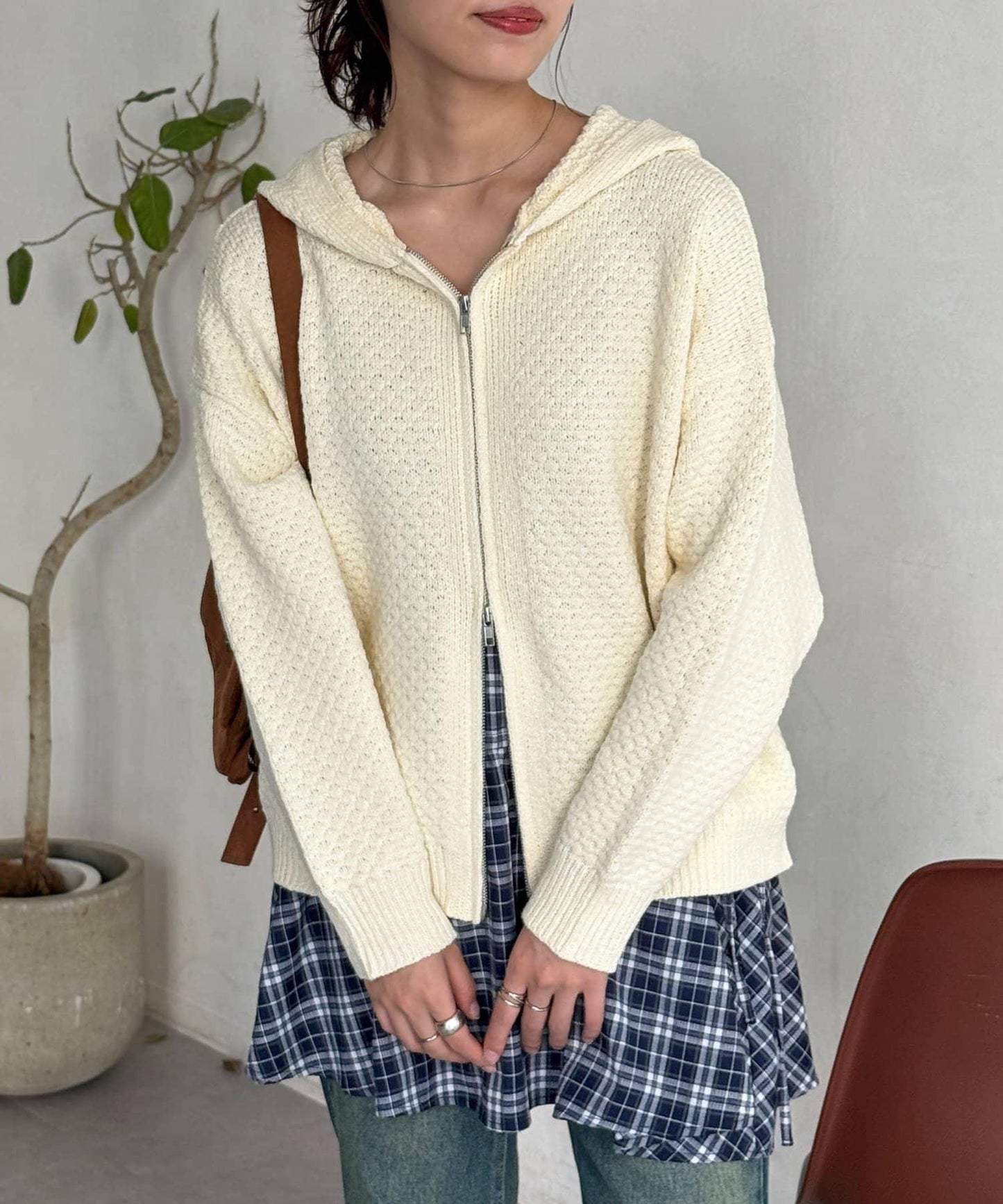 泡泡針織連帽衫