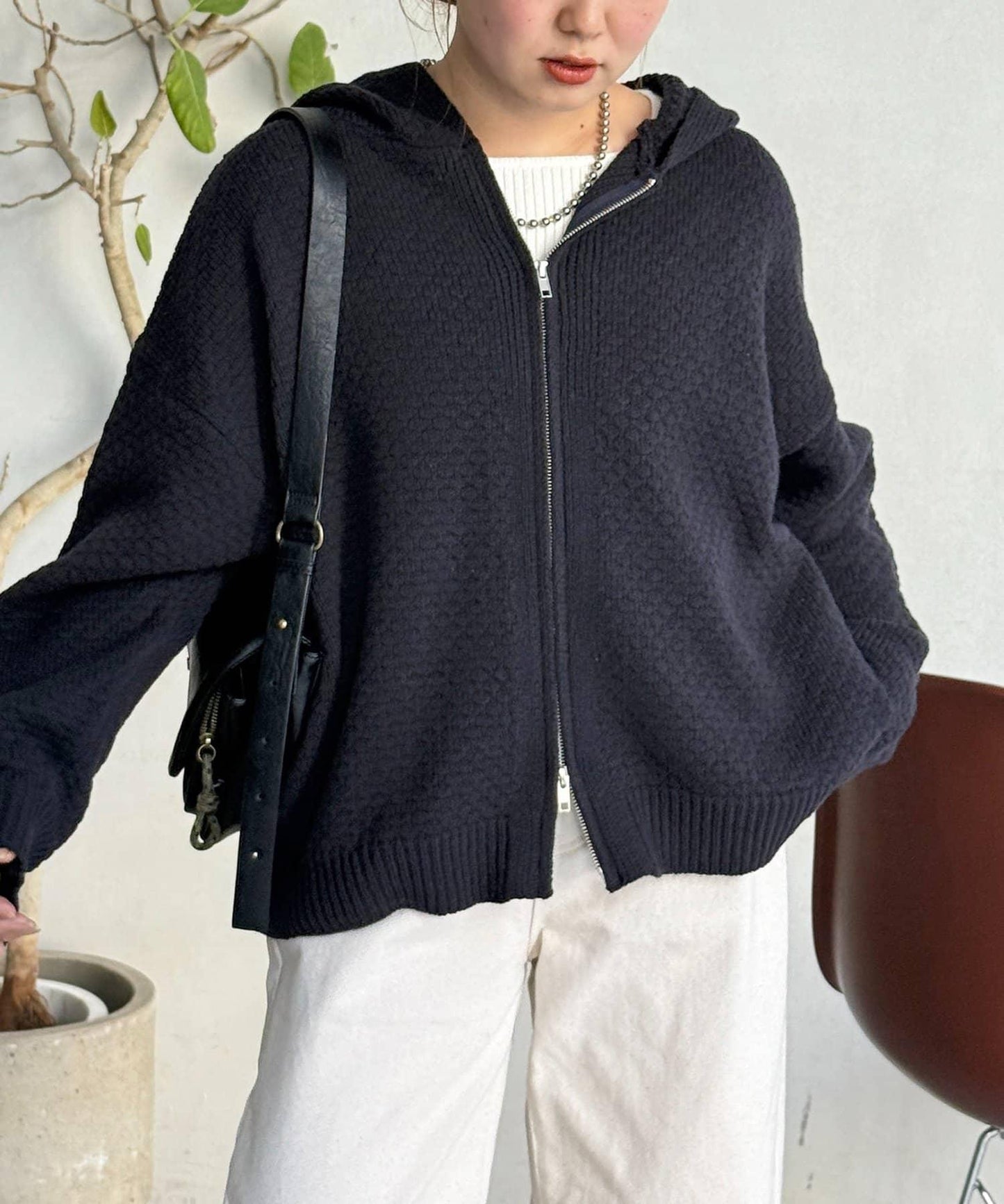 泡泡針織連帽衫