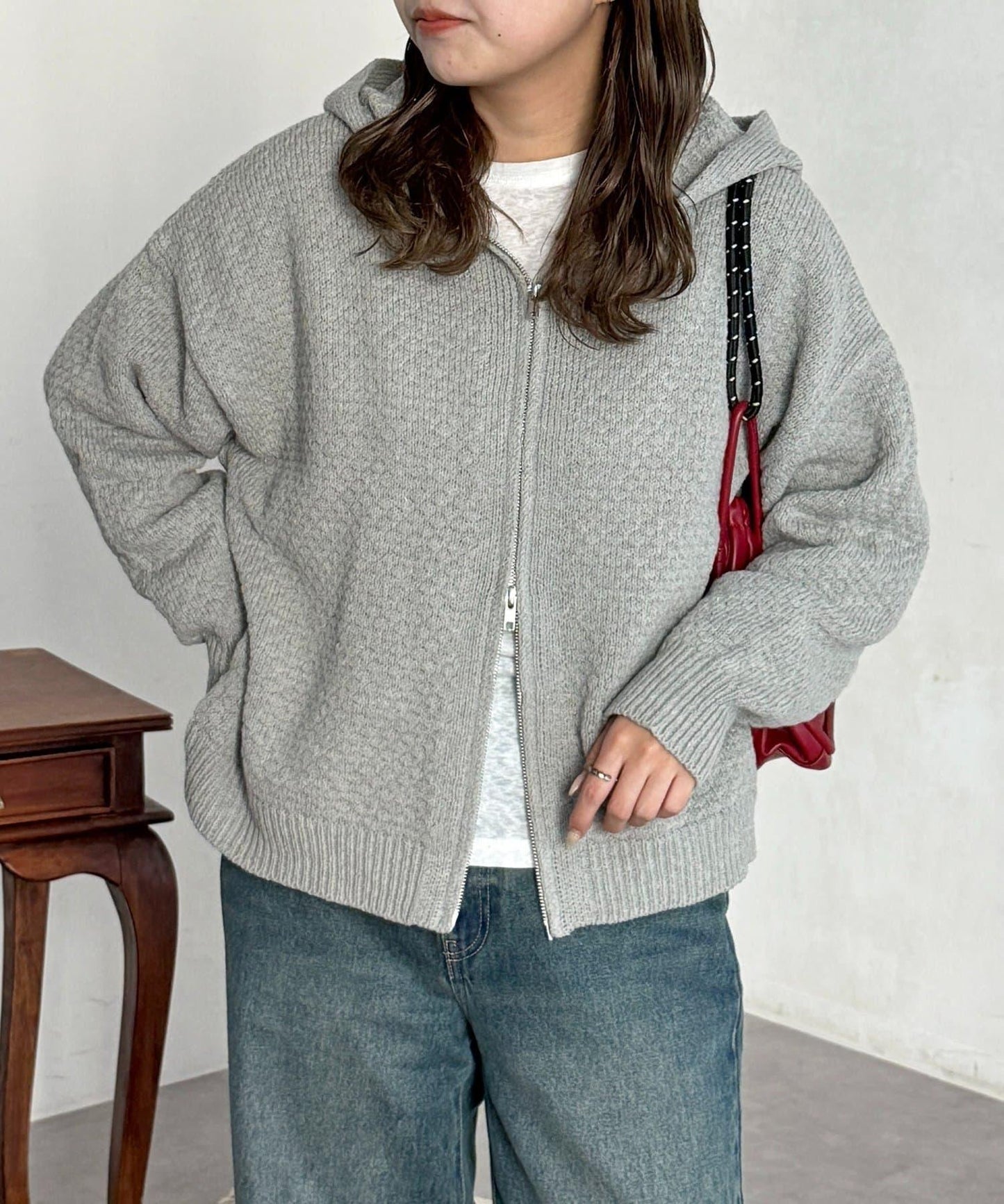 泡泡針織連帽衫