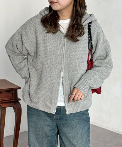 泡泡針織連帽衫