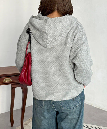 泡泡針織連帽衫