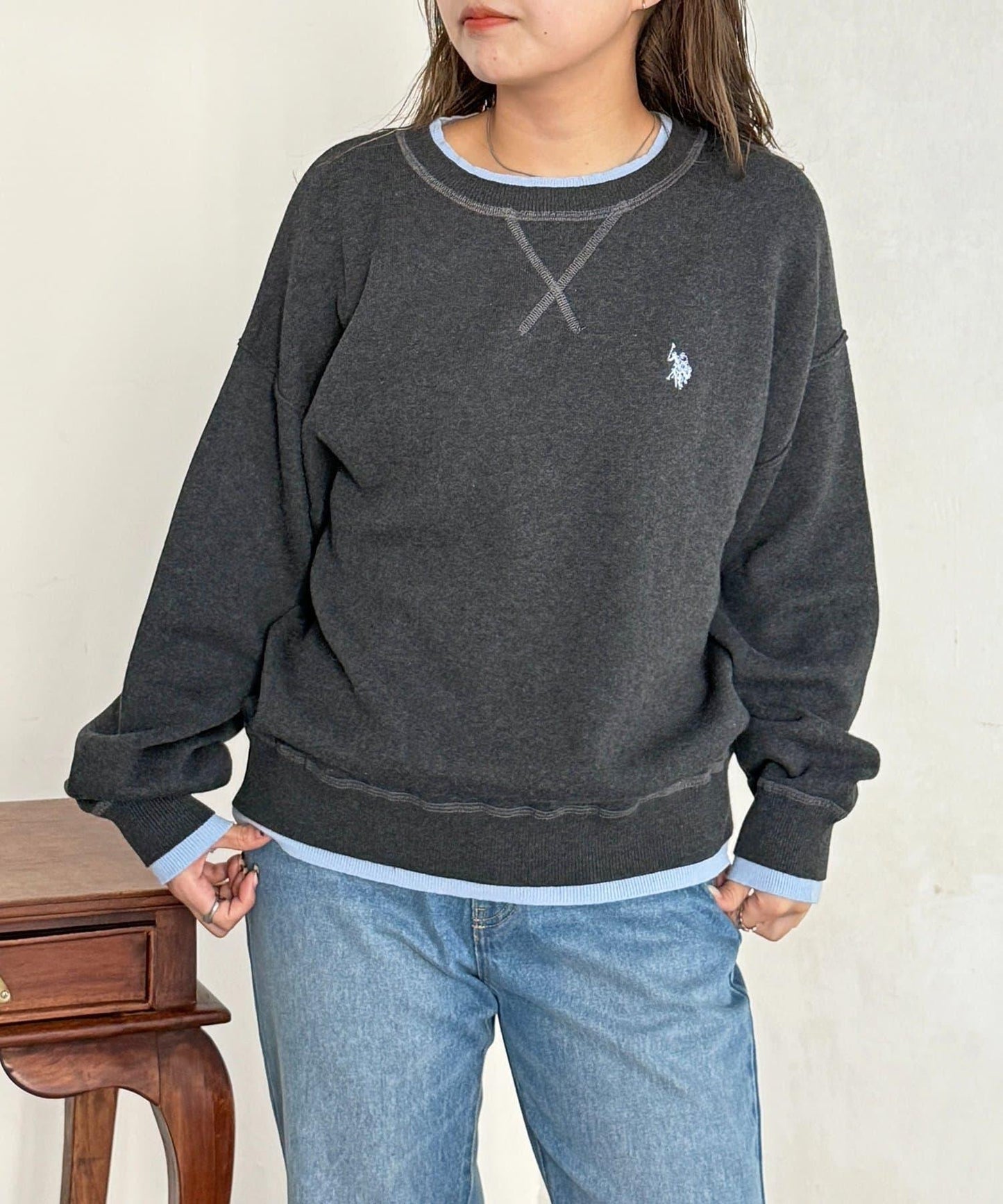 U.S. POLO ASSN. 假兩件設計 衛衣風針織 針織衫