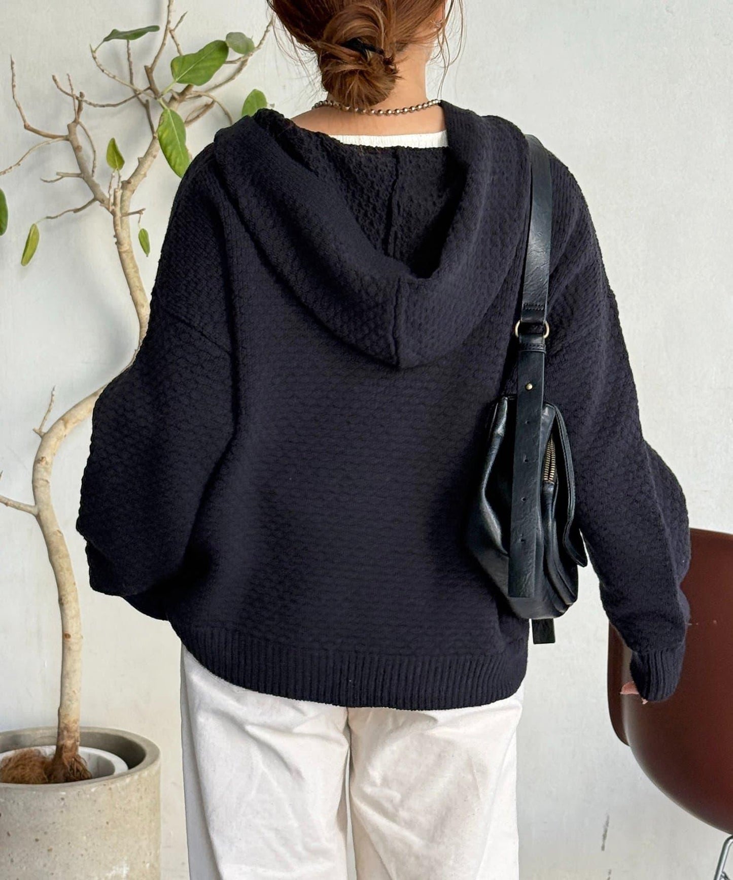 泡泡針織連帽衫