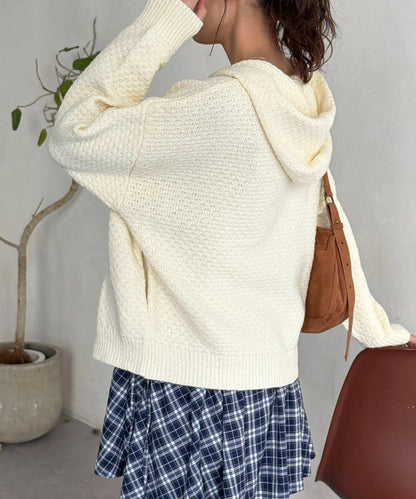 泡泡針織連帽衫