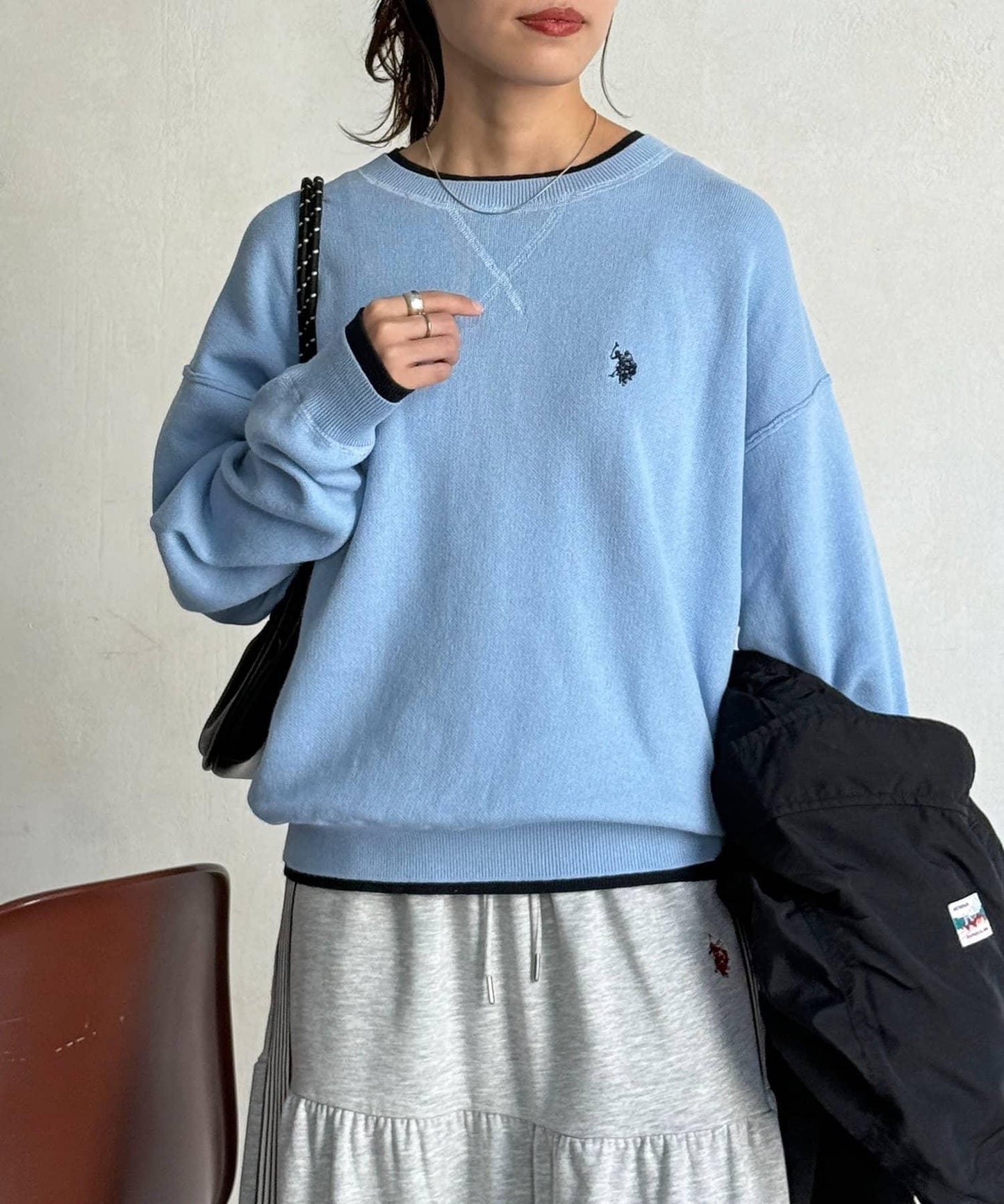 U.S. POLO ASSN. 假兩件設計 衛衣風針織 針織衫