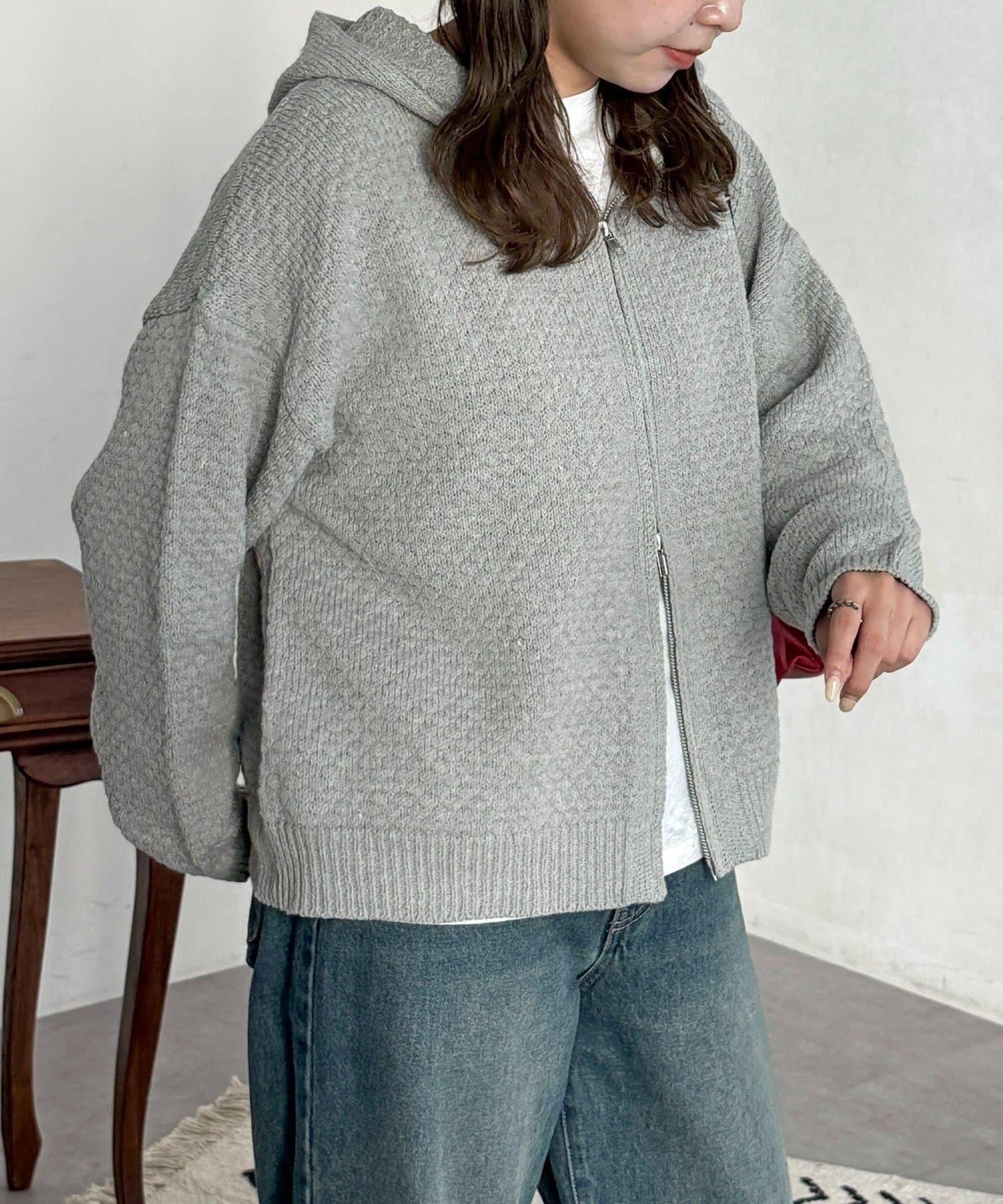 泡泡針織連帽衫