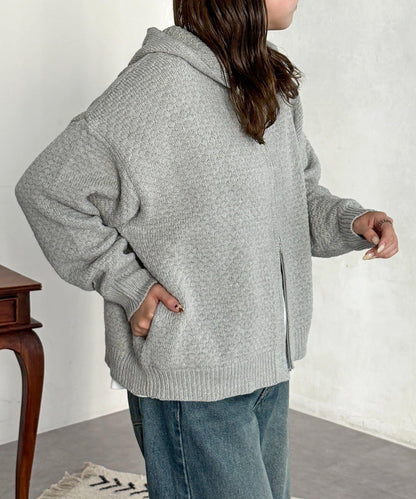 泡泡針織連帽衫