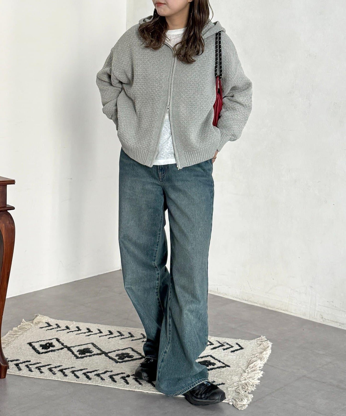 泡泡針織連帽衫