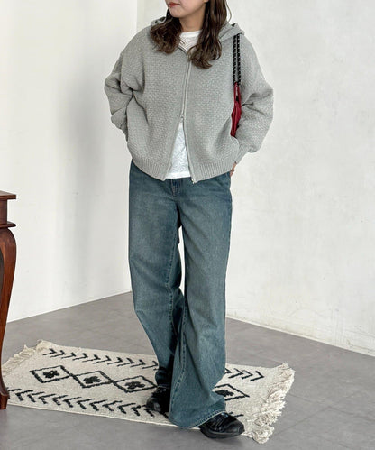 泡泡針織連帽衫