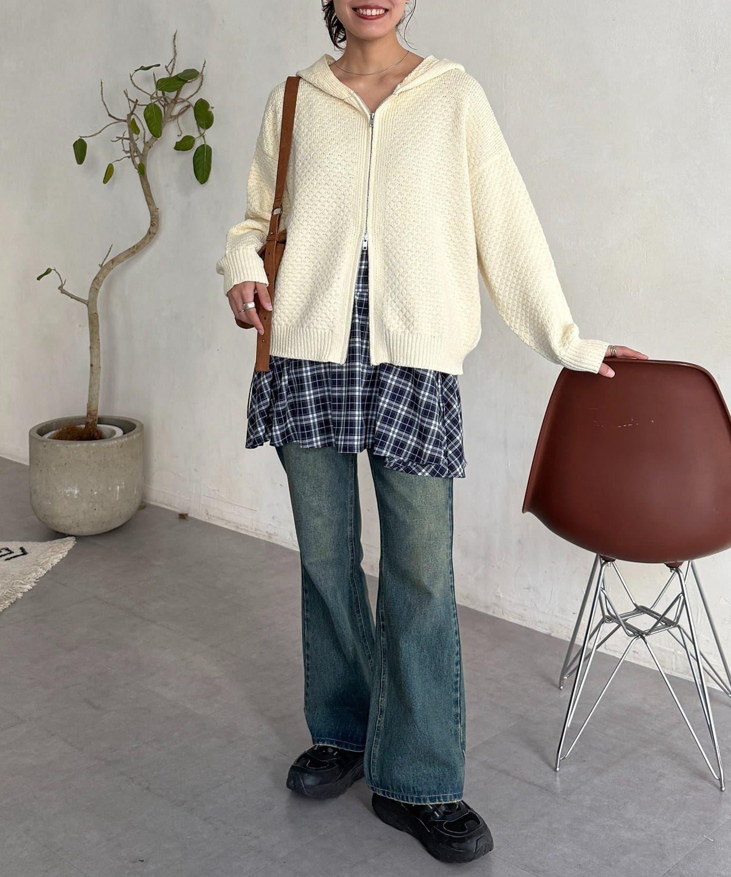 泡泡針織連帽衫