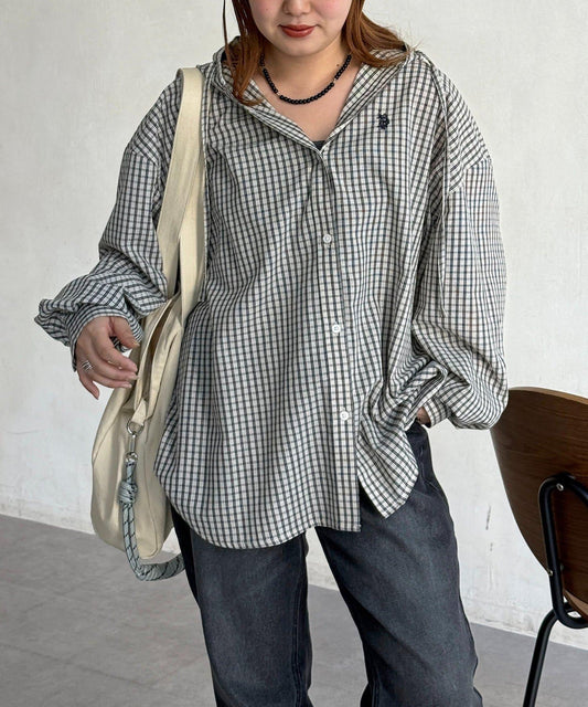 U.S. POLO ASSN. 連帽格紋襯衫