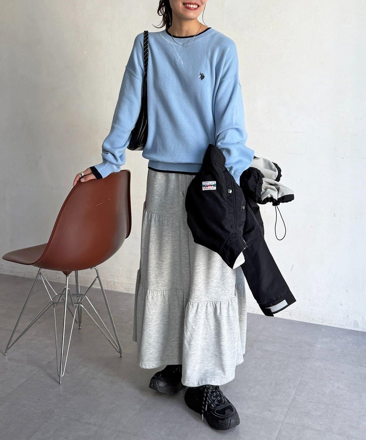 U.S. POLO ASSN. 假兩件設計 衛衣風針織 針織衫