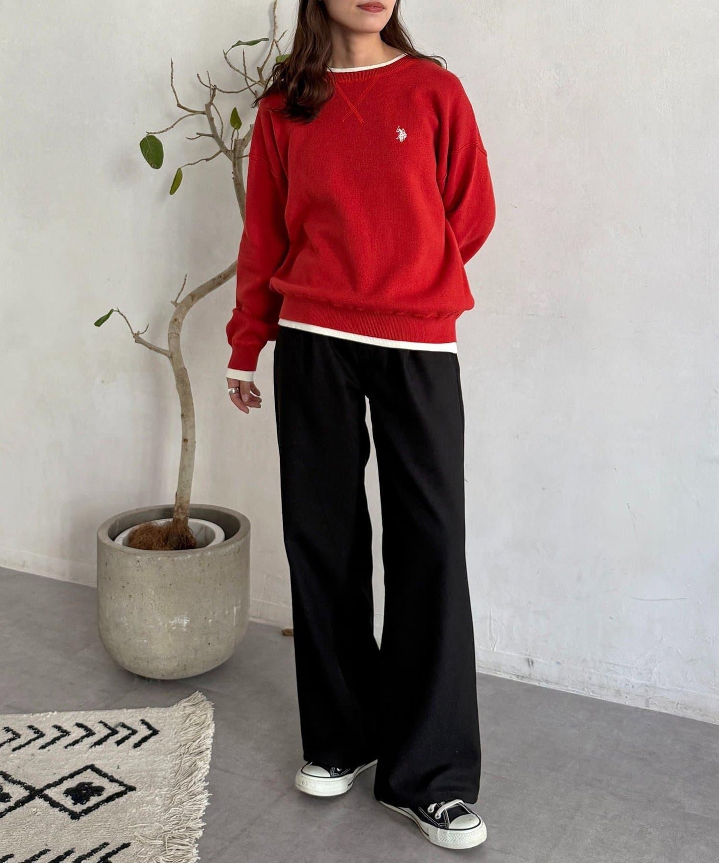 U.S. POLO ASSN. 假兩件設計 衛衣風針織 針織衫