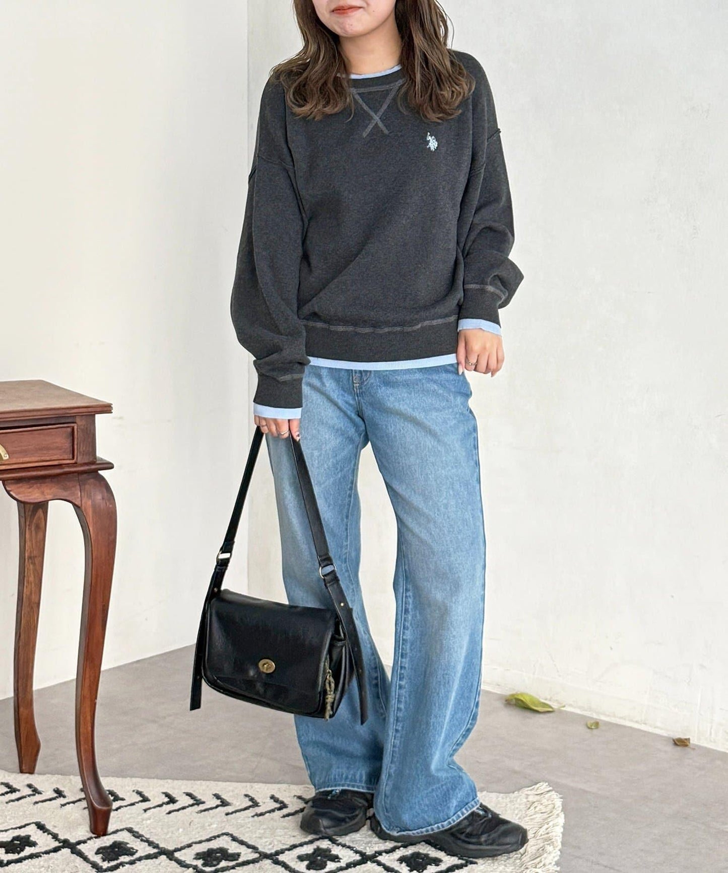 U.S. POLO ASSN. 假兩件設計 衛衣風針織 針織衫