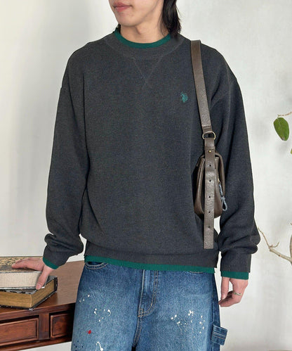 U.S. POLO ASSN. 撞色層疊設計圓領針織衫