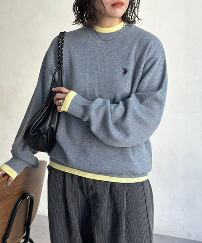 U.S. POLO ASSN. 撞色層疊設計圓領針織衫