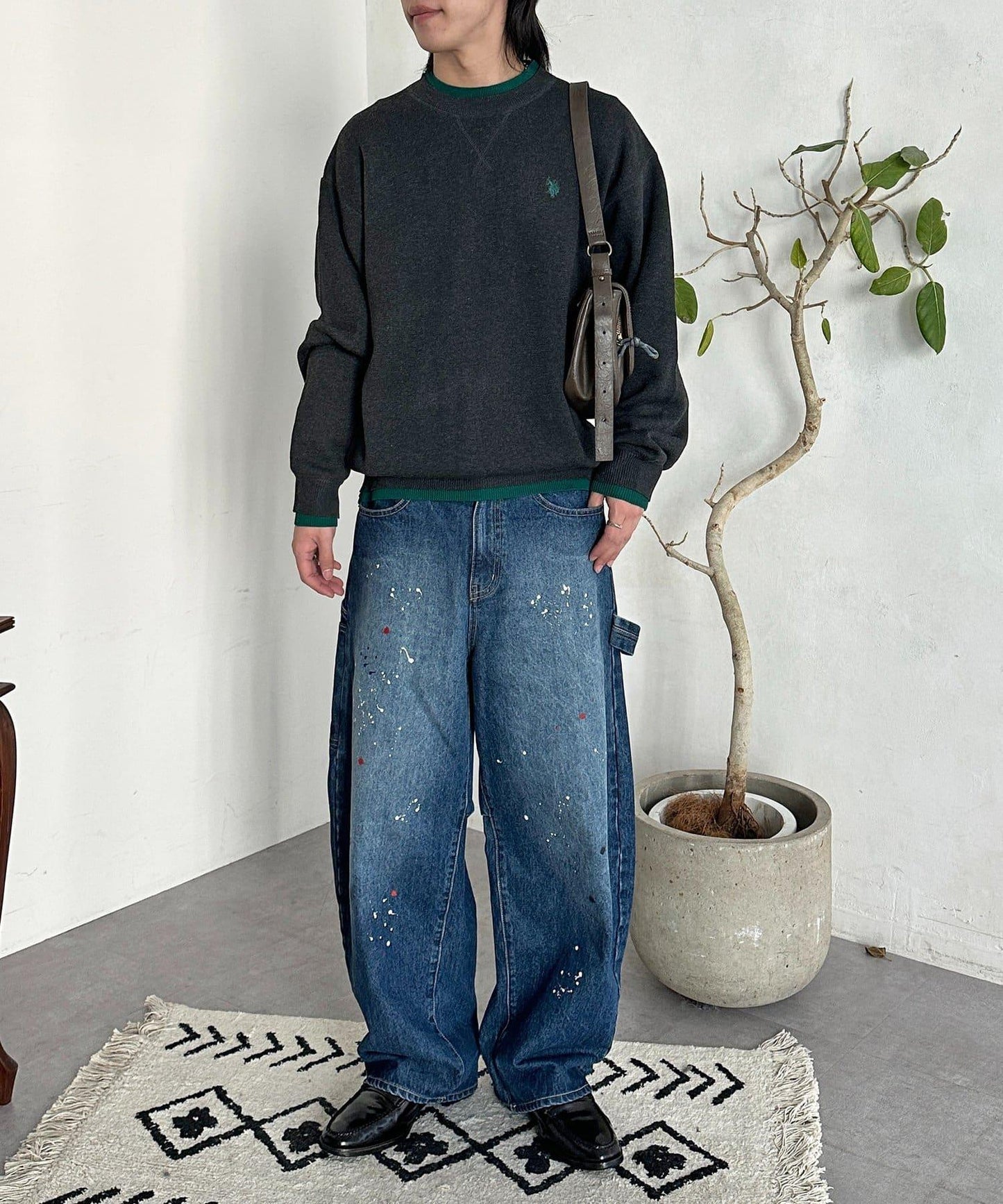 U.S. POLO ASSN. 撞色層疊設計圓領針織衫