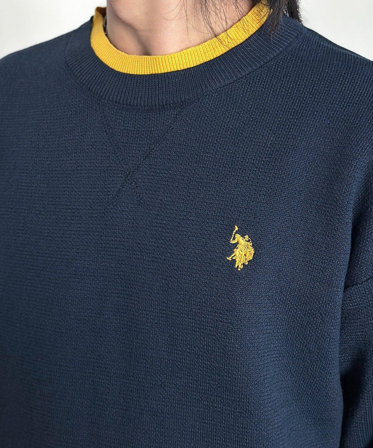 U.S. POLO ASSN. 撞色層疊設計圓領針織衫