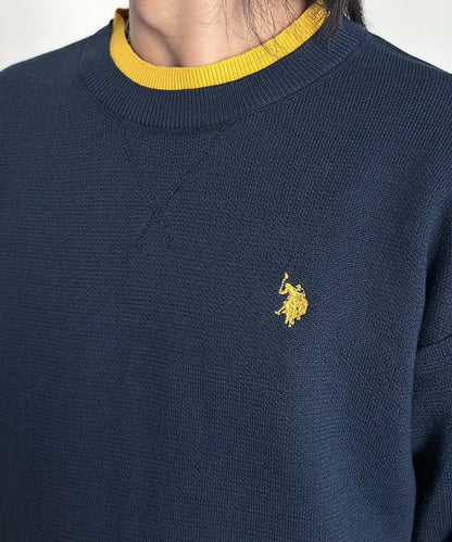 U.S. POLO ASSN. 撞色層疊設計圓領針織衫