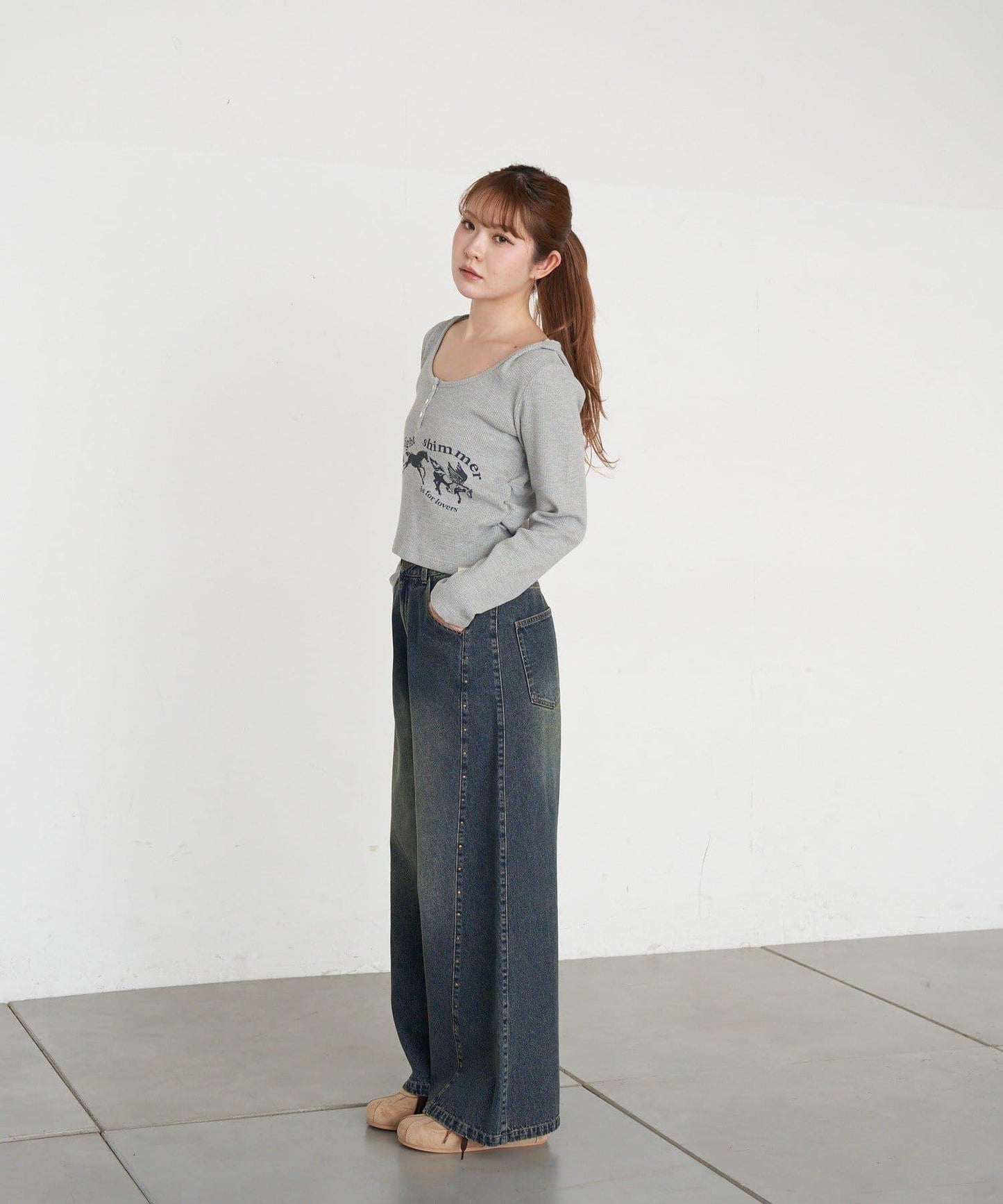 印花華夫格連帽T恤