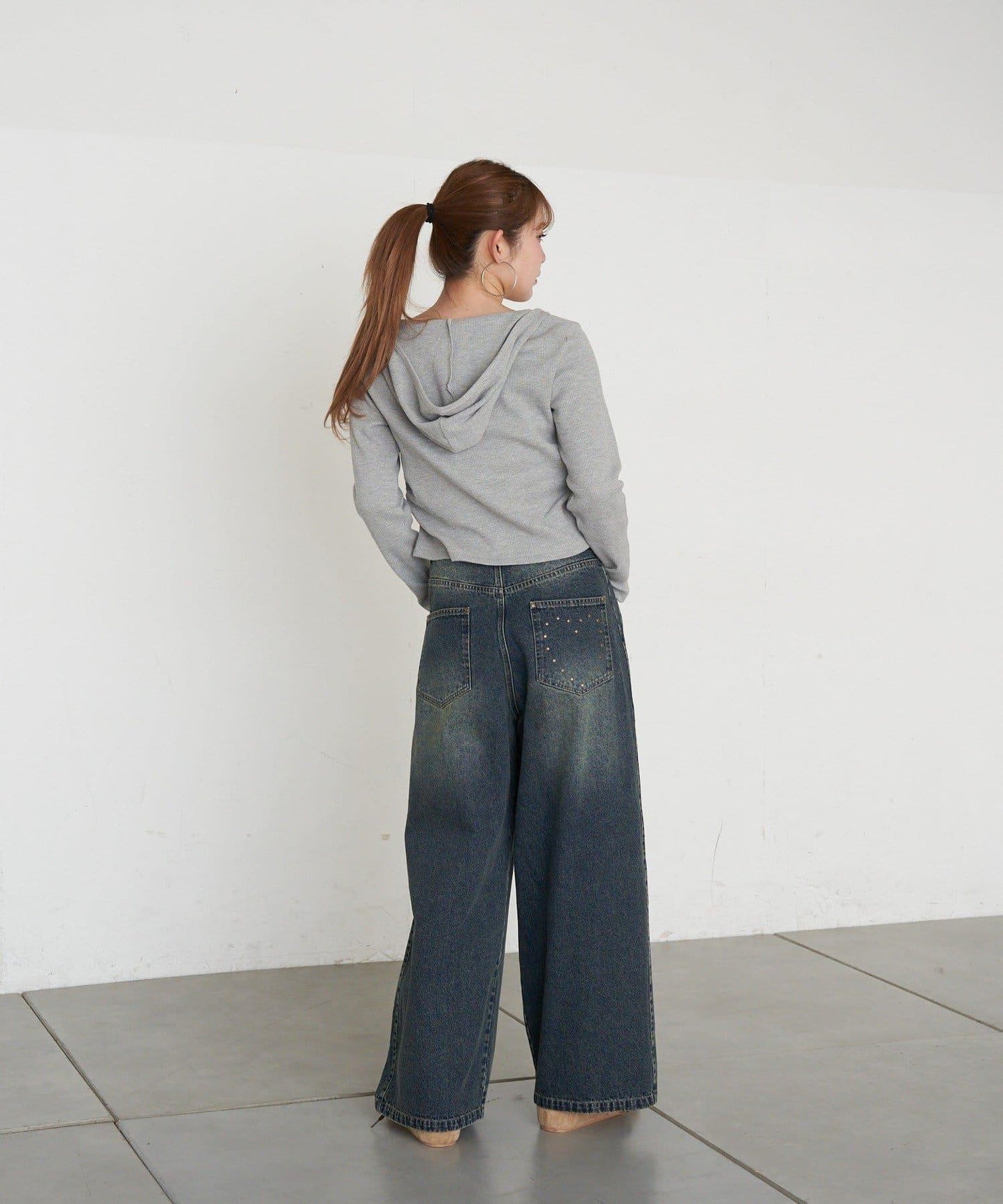 印花華夫格連帽T恤