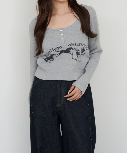 印花華夫格連帽T恤