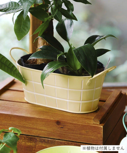 瓷磚圖案 橢圓形 馬口鐵 收納籃