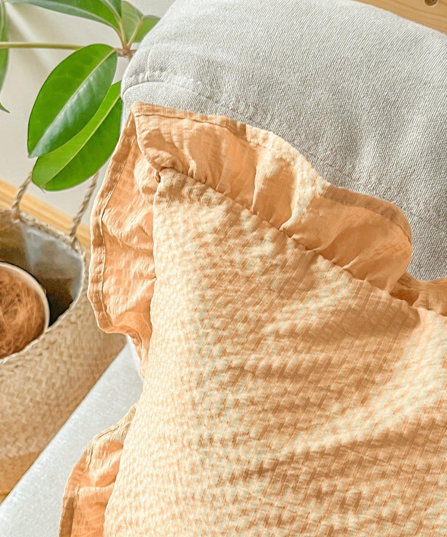 條紋荷葉邊 靠枕套 45×45cm