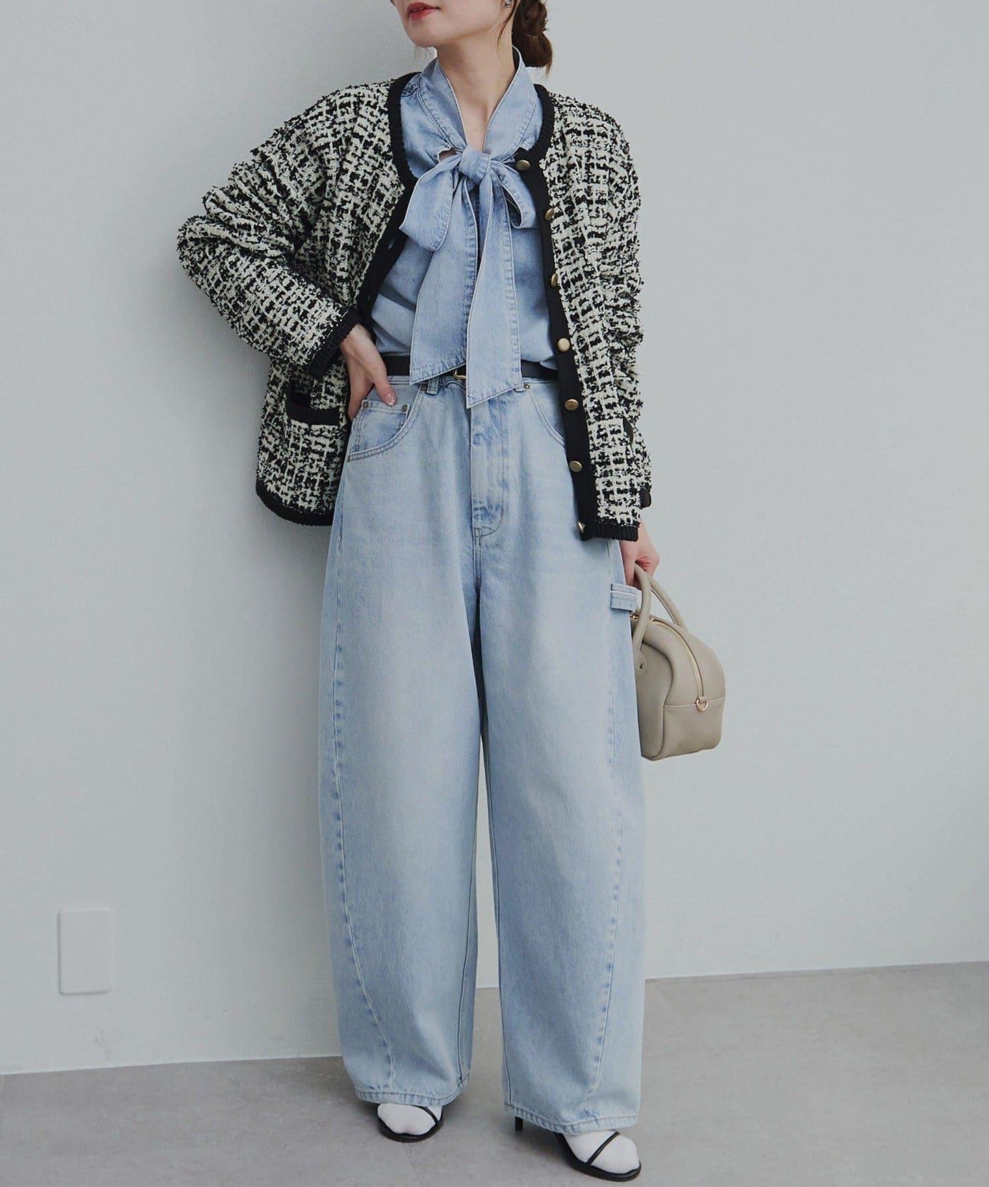 牛仔蝴蝶結設計襯衫