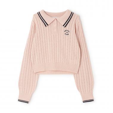 可水洗 麻花長袖 針織 POLO針織衫