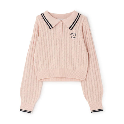 可水洗 麻花長袖 針織 POLO針織衫