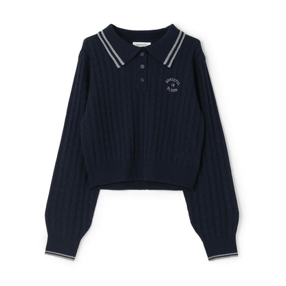 可水洗 麻花長袖 針織 POLO針織衫