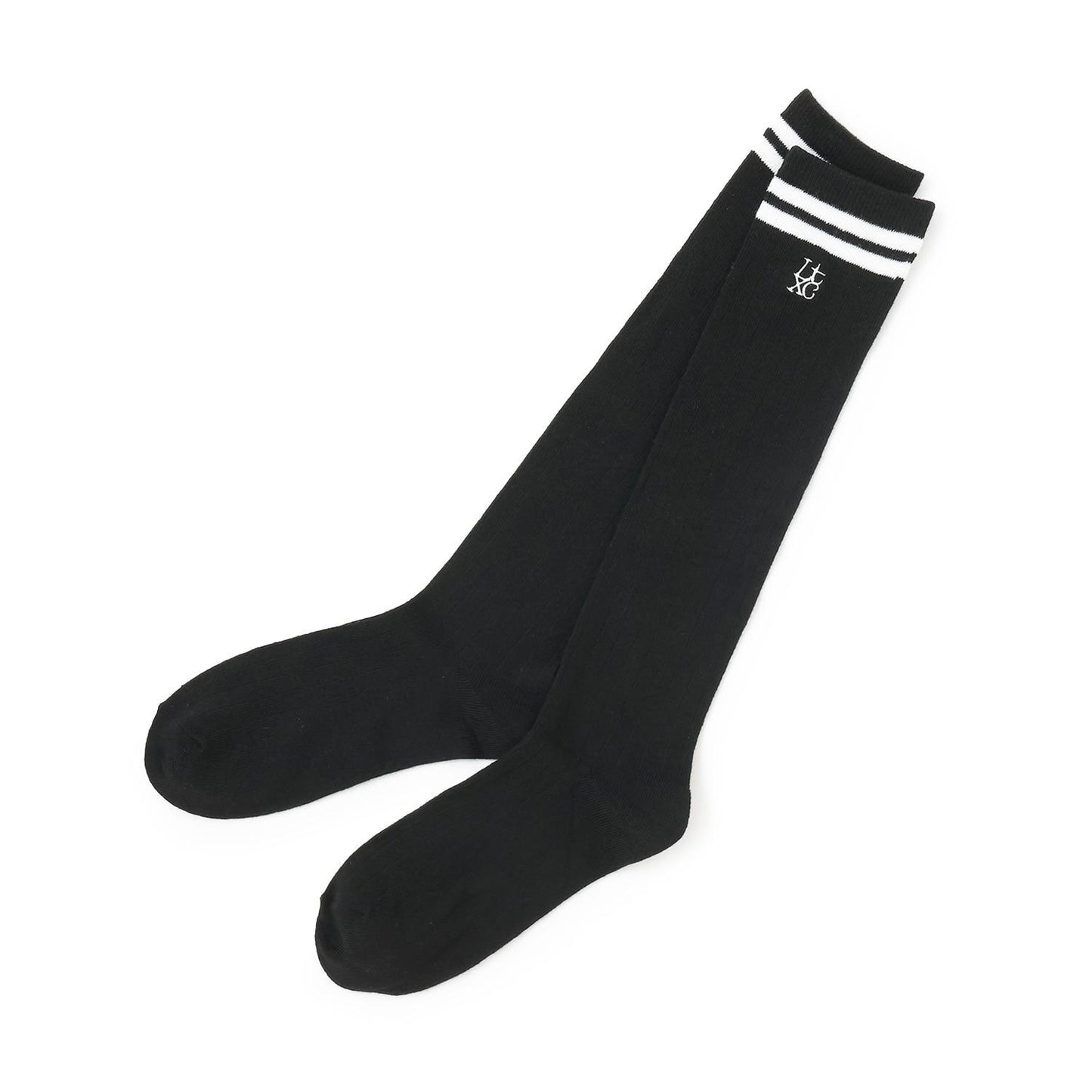 條紋羅紋高筒襪