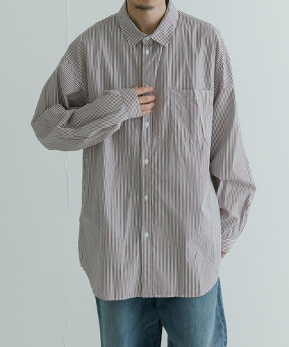 ATON GIZA STRIPE WASHED 襯衫