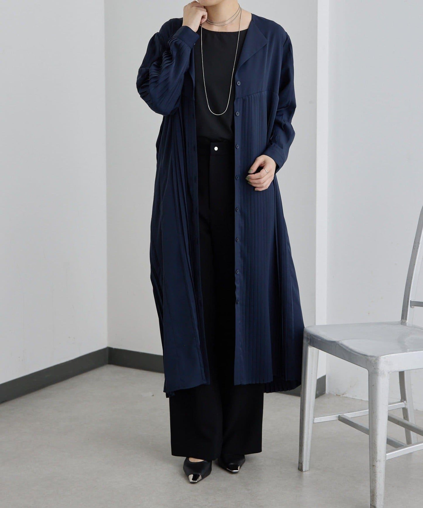 正式場合 V領褶皺 連衣裙 SUM1 STYLE款