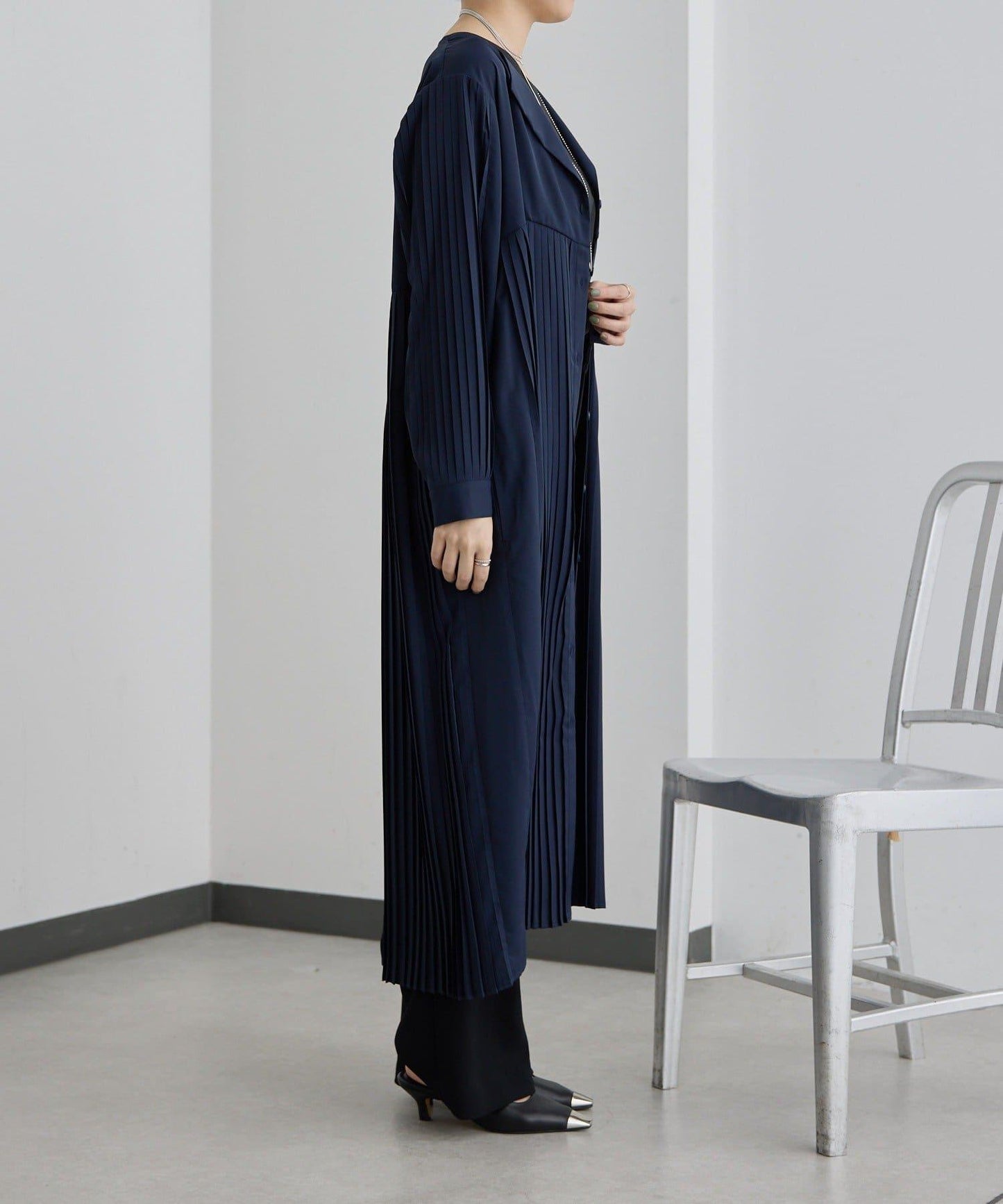 正式場合 V領褶皺 連衣裙 SUM1 STYLE款